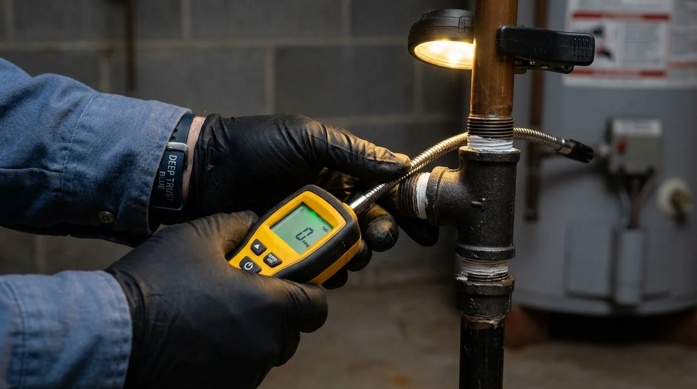 Gas leak detection with electronic sniffer by Johns Plumbing LLC in Vernal